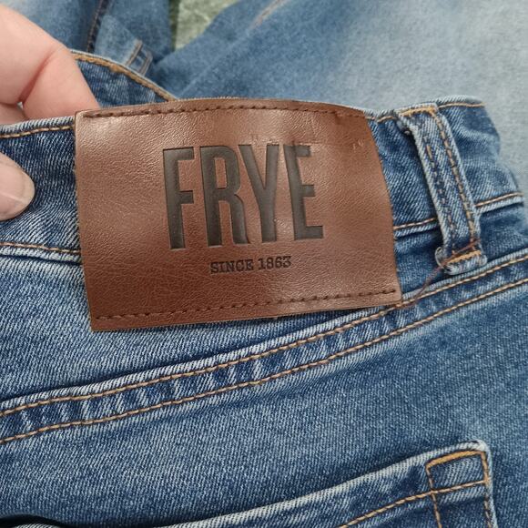 FRYE Medium wash blue denim high rise straight leg Distressed jeans size 12/31 - Picture 9 of 12